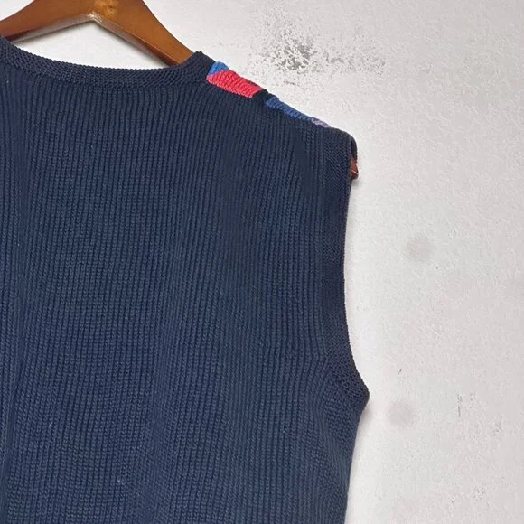 BS Collection Handmade Sweater Vest Women M Tapestry Abstract Pima Cotton Peru - Picture 11 of 11